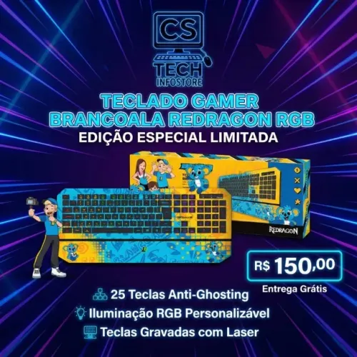 Teclado Gamer Redragon Brancoala RGB - Edição Especial Limitada