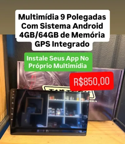 Multimidia Tela 9 Polegadas Sistema Android 4Gb-64Gb Gps Integrado Qled Carplay Sem Fio