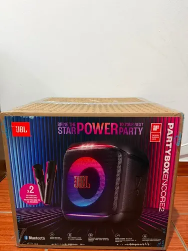 JBL Partybox Encore 2 Preta + Microfone - IPX4 - IMPECÁVEL NOVA