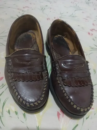sapato mocassim de couro marrom feminino solado duro pina amazonas usado 34