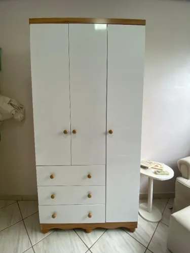 Guarda-Roupa Infantil 100% MDF - Branco | 1 Porta e 4 Gavetas