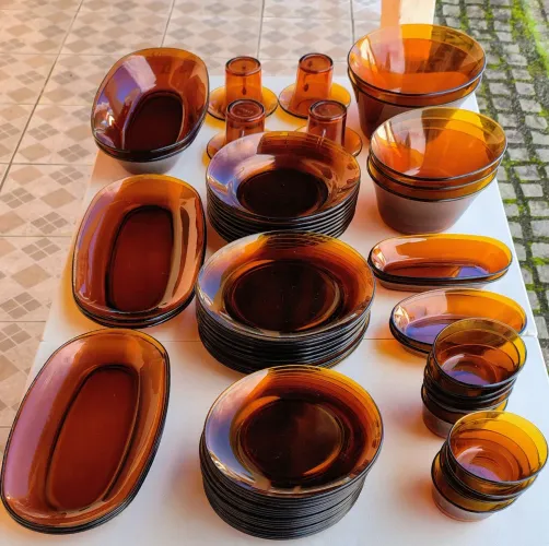 Coleção Duralex Âmbar/Caramelo Vintage - 68 Peças