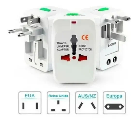 Adaptador de Tomada Universal Europa Ásia Portugal França