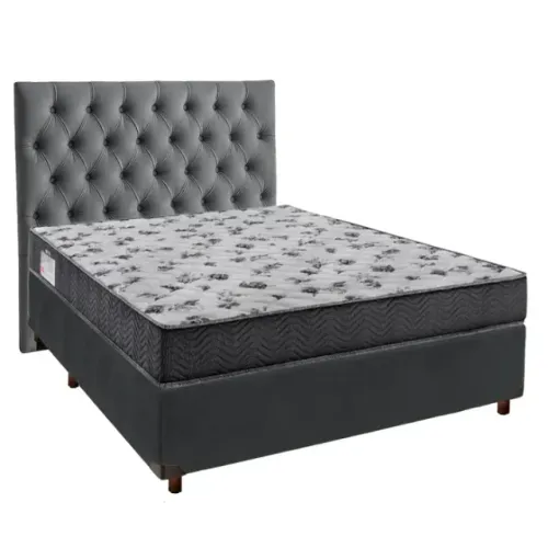 Colchão Casal Ortobom + Base Box Casal Cinza Elefante