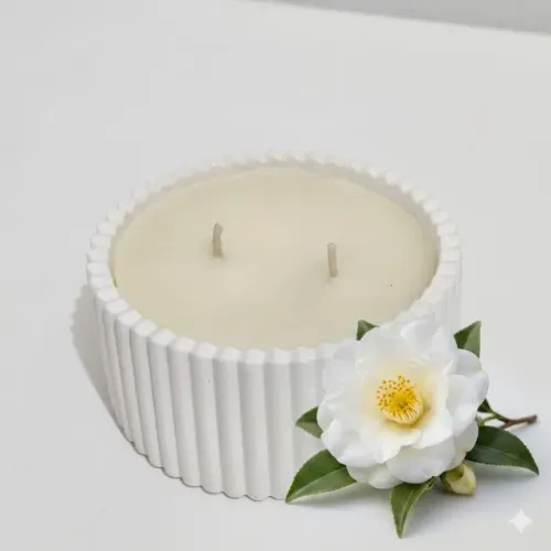 Vela Vegetal Artesanal com Vaso de Gesso - NOVO