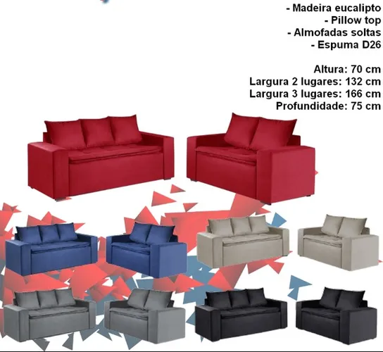 Sala sofá conjunto de 2 e 3 lugares 