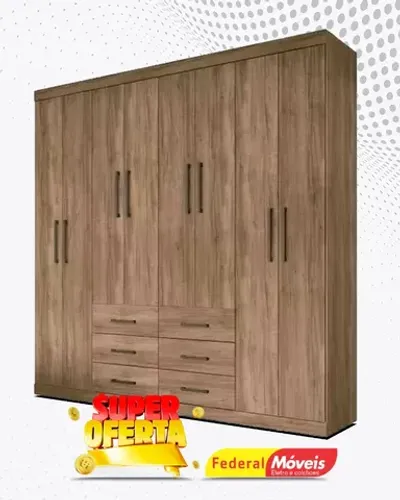 Guarda Roupa Casal 8 Portas 6 Gavetas Super Lindo Fazemos Entrega Novo