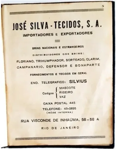 Raríssima caderneta da José Silva Tecidos . Anos 1940