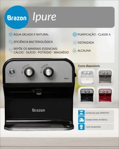Purificador de Água Brazon Ipure - Água Gelada e Natural