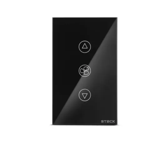Interruptor Inteligente Smarteck 4X2" Ventilador Touch Wi-fi Preto, compatível Alexa