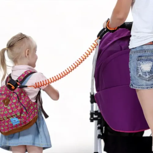 pulseira rosa para segurança infantil - cordão guia de pulso bebê- rosa
