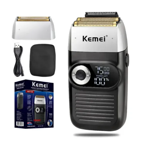 Máquina Kemei Shaver Barbeador Barba Km-2026 Recarregável Sem Fio