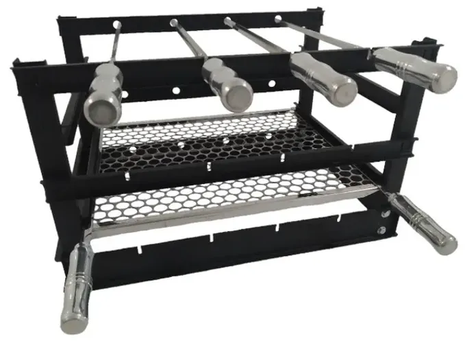 Suporte Para Churrasqueira 60x45 Com 1 Grelha 4 Espetos Inox