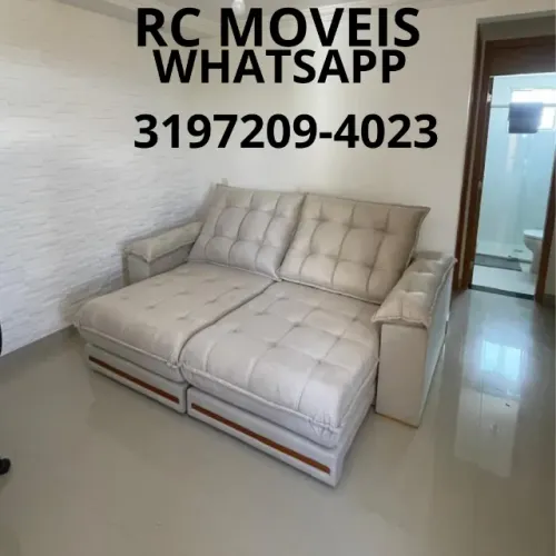 Sofá Barcelona Retrátil e Reclinável Euro Pillow 30cm - Espuma D33 e Molas Ensacadas