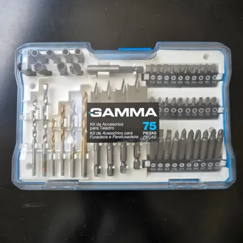 Jogo De Acessórios Para Furadeira Parafusadeira Gamma 75pçs - Novo