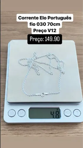 Corrente Elo Português 030 70cm - Prata