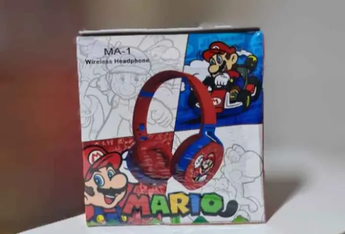 Headphone Super Mário Bros Cartoon Bluetooth Pega Fm E Cartão De Memória
