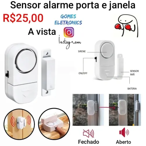 Alarme sonoro contra invasão residencial porta portão janela R$25,00 loja fisica
