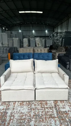 Sofa Retrátil Sem Caixa 3 em 1 No Bege 