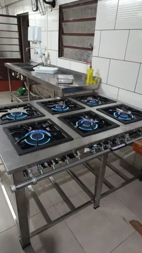 Fogão maxi inox 6 queimadores duplos pronta entrega - Marcos 