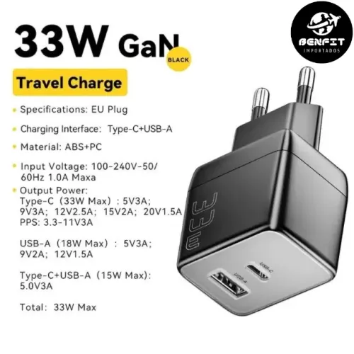 Mini Carregador Turbo Essager Gan 33w