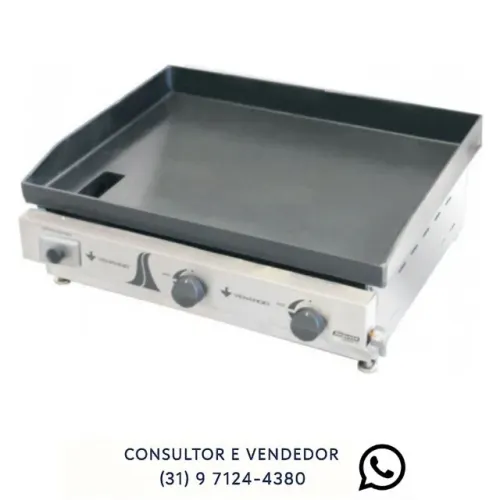 Chapa de lanches a Gás 65CM 2 Queimadores