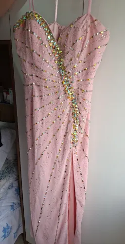 Vestido de pedraria rosa - tamanho GG (Vesti até 46)