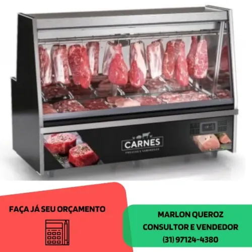 Balcão de Açougue 2M Gelopar Preto com Tendal 220v