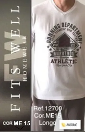 12.700 ME 15 Pijama da Fitswell manga longa em Modal com estampa