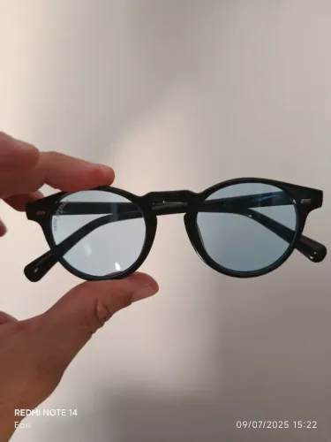 Óculos de Sol Redondo com Lentes Azuis