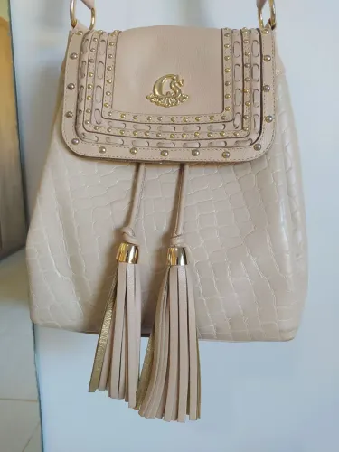 Bolsa Feminina Carmen Steffens Bege detalhes Dourados