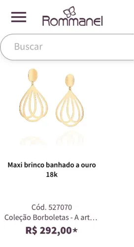 Brincos Rommanel Dourados  