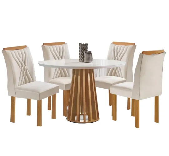 Mesa de Jantar Berlim Redonda com 4 Cadeiras Cel p43