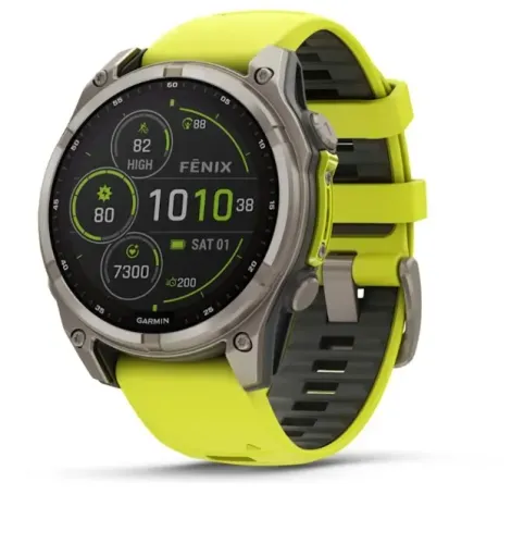 Relogio Garmin fenix 8 - 47 mm, Solar Sapphire, Titanium Yellow