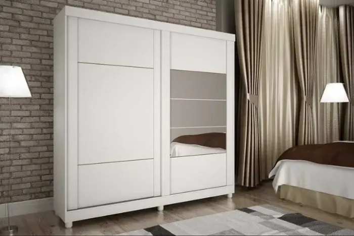 Guarda Roupa Solteiro 2 Portas Com Espelho 100% MDF