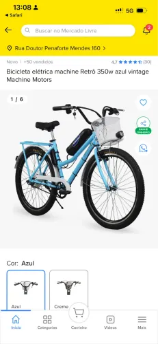 Bicicleta machine retro azul vintage