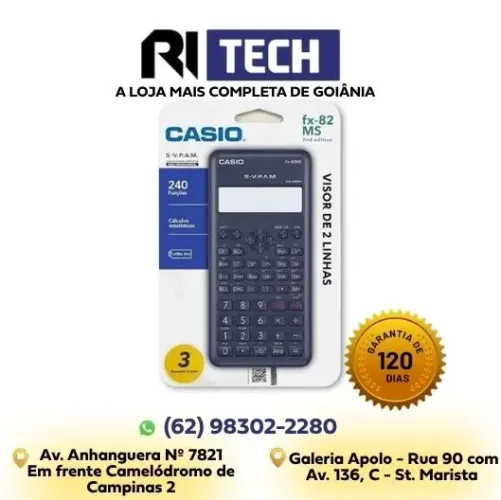 Calculadora Científica 240 Funções Preta FX-82MS 2 Linhas Portátil