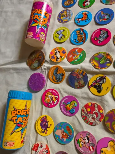 120 Tazos Elma Chips Ping Pong com Porta Tazos