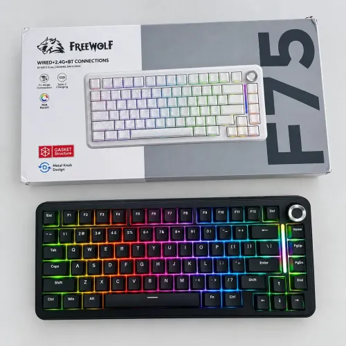 Teclado Mecânico FreeWolf F75 Sem Fio 75% Rgb