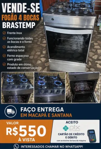 Fogão 4 bocas Brastemp elétrico. FAÇO ENTREGA