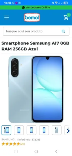 Smartphone Samsung A17 8GB RAM 256GB Azul