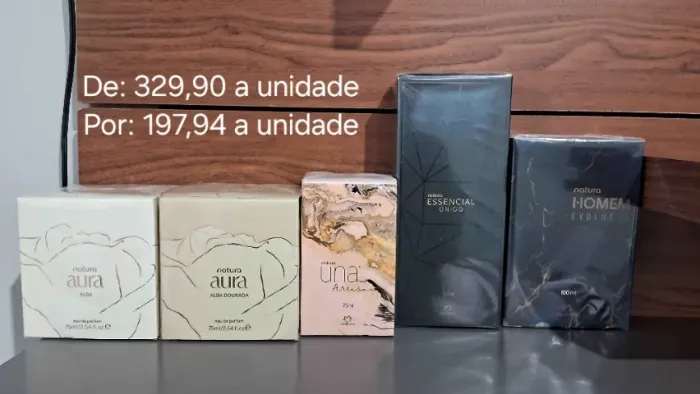 Perfumes Natura Originais - Aura Alba, Alba Dourada, Una Artisan, Essencial Único e Homem