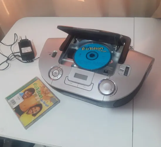 Som toca CD rádio antigo bombox Philips funcionando Mini system 