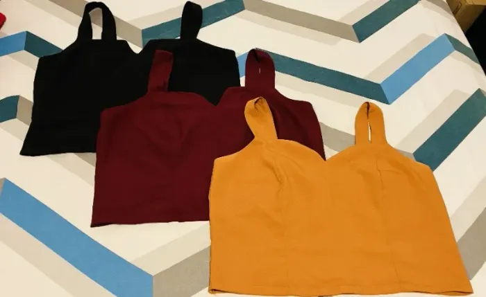 CROPPED PRETO/AMARELO/VINHO (3 PEÇAS)