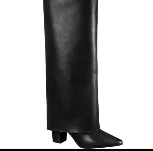 Bota Capa Feminina Cano Longo Salto Alto Bloco Bico Fino Elegante Moda Capry GiGiL