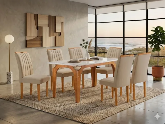 Mesa Fortaleza Cel Móveis 1,70 x 0,90 - Tampo Smart com Vidro Laqueado