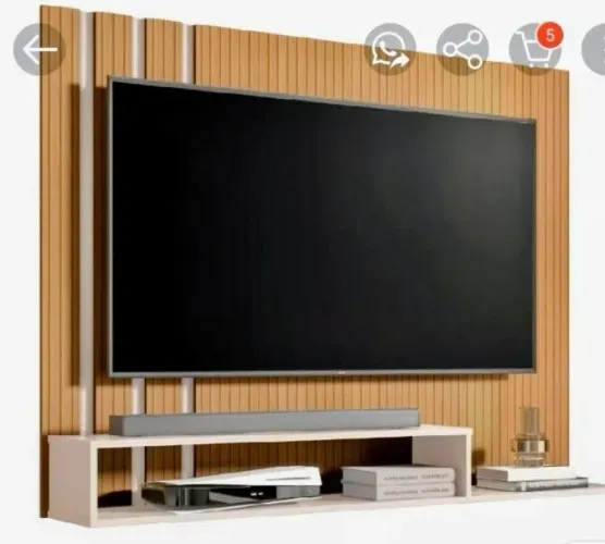 Painel para Tv até 50 polegadas, ripado 3D Damasco para sala quarto com nichos