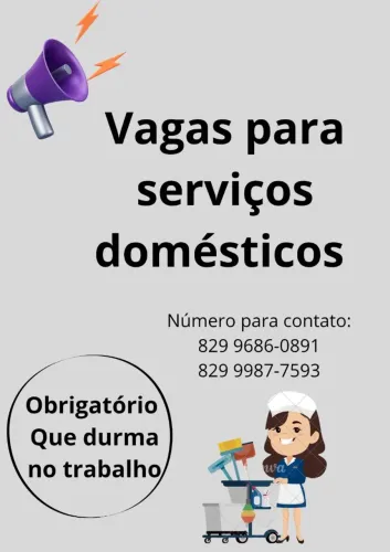 Vaga disponível para serviços domésticos simples