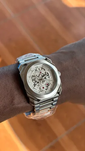 Relógio Bvlgari Skeleton Prata - Estilo Luxo