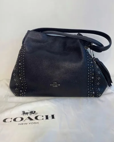 Coach Boho Black Leather Shoulder Purse